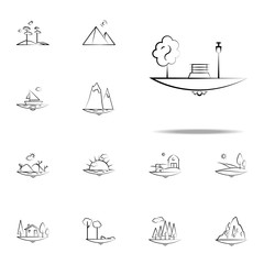 Park light and tree icon. Landspace icons universal set for web and mobile