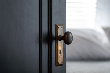 Closeup of doorknob in old home