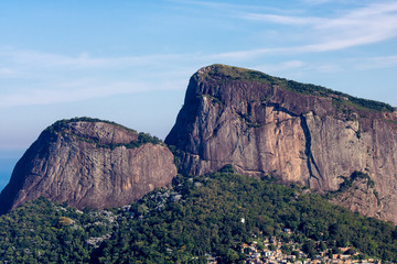 Aerial view of Favela da Rocinha, Biggest Slum in Brazil on the Two Brothers Mountain in Rio de Janeiro