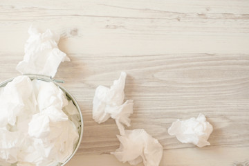 Tissue garbage. Images of colds, runny noses, hay fever, etc.. Or after make-up. ティッシュのごみ　風邪、鼻水、花粉症などのイメージ。その他にも化粧直しなどのイメージ。