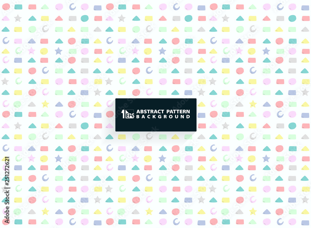 Poster abstract colorful geometric pattern of cute shape design for kid background. you can use for paper w