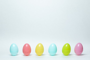 Easter eggs standing on white background