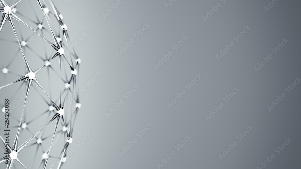 Poster futuristic plexus glass lattice 3d rendering
