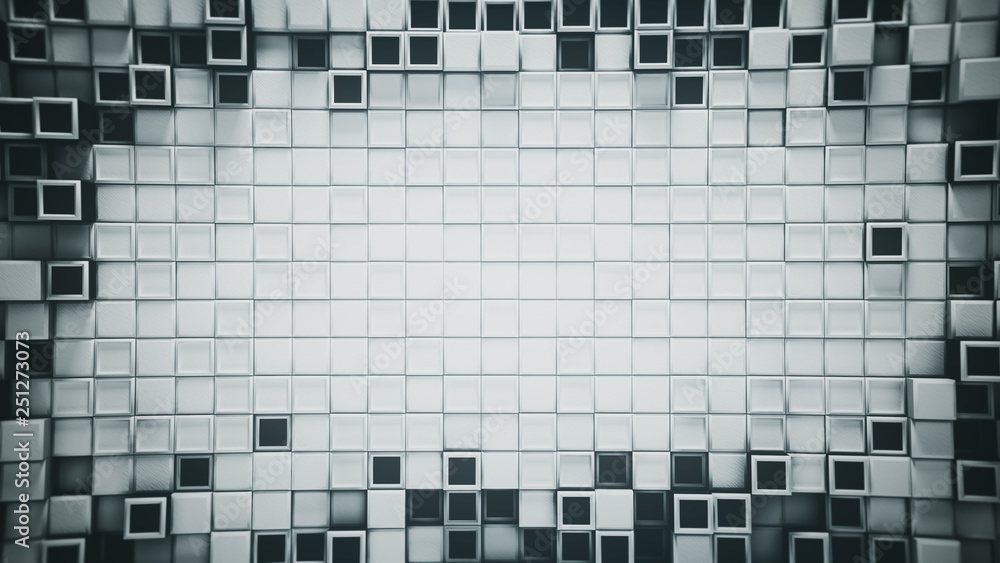 Poster frame of gray 3d cubes abstract background with free space