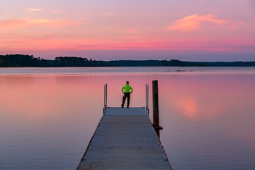 Fototapeta premium Sunset on the Dock at Mistletoe State Park, Georgia