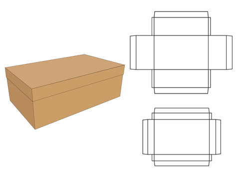 shoe box with die cut template design