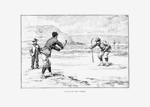 Golfers vintage drawing