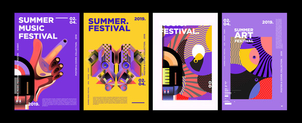 Summer Colorful Art and Music Festival Poster and Cover Template for Event, Magazine, and Web Banner.