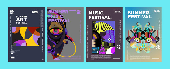 Summer Colorful Art and Music Festival Poster and Cover Template for Event, Magazine, and Web Banner.