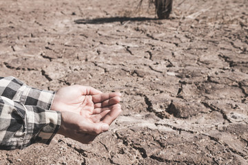 The ground cracks caused by drought caused by water shortages.