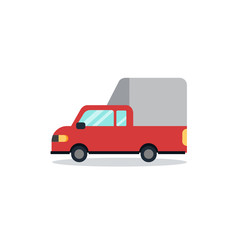 Flat car cartoon design minimal with white background vector.Red truck flat design.Thai mini truck