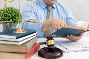 Fototapeta na wymiar Concepts of law, Lawyer and businessman working and discussing business contract papers in office.