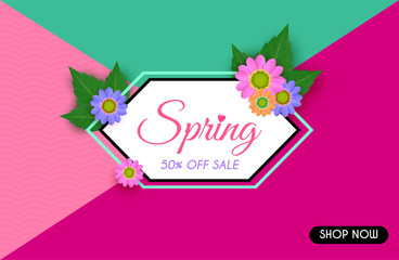 Vector Spring sale background and beautiful flowers.And The advertising and illustration, or template And can be used as wallpaper