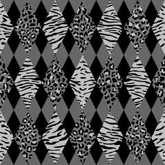 Zelfklevend Fotobehang Animal Black and Gray Geometric Seamless Pattern © kronalux