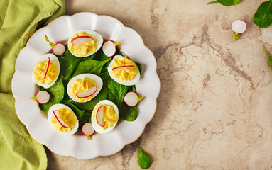 Deviled Eggs as an Appetizer, top view