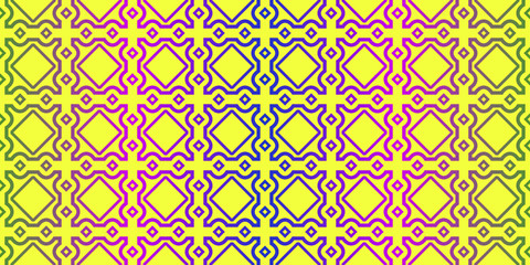 Vector Illustration. Pattern With Traditional Geometric Ornament, Decorative Border. Design For Print Fabric. Yellow purple color