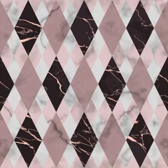 Schilderijen op glas Marble Pink and Maroon Luxury Geometric Seamless Pattern © kronalux