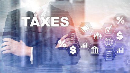 Fototapeta na wymiar Concept of taxes paid by individuals and corporations such as vat, income and wealth tax. Tax payment. State taxes. Calculation tax return.