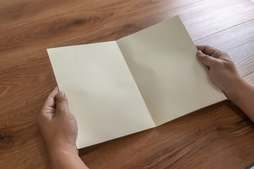 Obraz premium Blank catalog portrait catalog book mock up on wood branding identity magazines