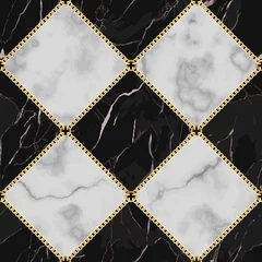 Foto op Plexiglas Marble and Gold Chain Luxury Geometric Seamless Pattern © kronalux