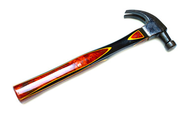 Traditional curved claw hammer on white background