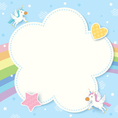 Unicorns rainbow blue template