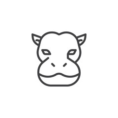 Hippopotamus head line icon. linear style sign for mobile concept and web design. Behemoth animal outline vector icon. Wild animals symbol, logo illustration. Pixel perfect vector graphics