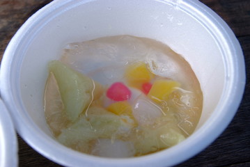 Sticky Rice in Banana Leaf with Syrup (Thai Dessert)