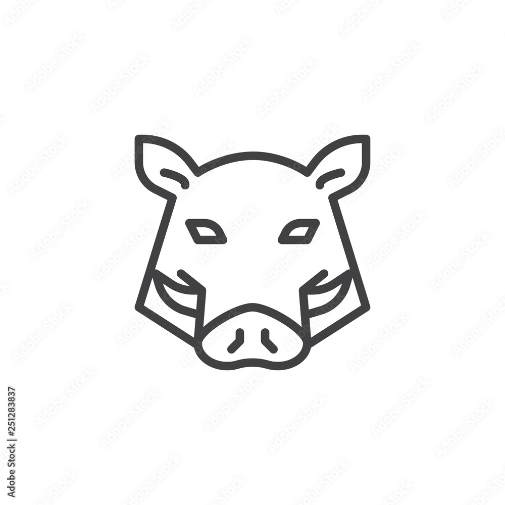 Poster boar head line icon. linear style sign for mobile concept and web design. hog outline vector icon. s