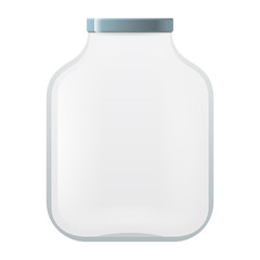 Empty glass pot jar isolated mockup icon 3d realistic design vector illustration