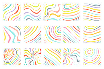 Isolated on white abstract colorful waves flowing squares background art design template set vector illustration