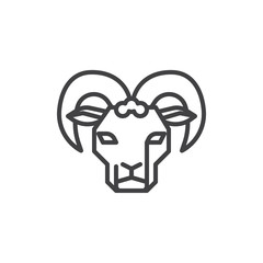 Ram head line icon. linear style sign for mobile concept and web design. Horned sheep animal outline vector icon. Farm animals symbol, logo illustration. Pixel perfect vector graphics