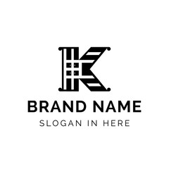 K letter logo with cabinet icon inside template design