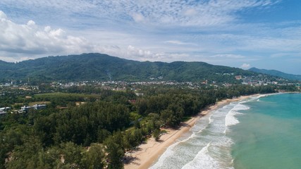 Obraz premium aerial view of sea and beach in Koh Yao Noi, Phuket province, Thailand. Phuket is one of favorite destination among foreigner traveler
