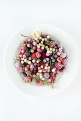 frozen berries on the white plate