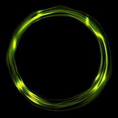 Bright green glossy iridescent ring circle background