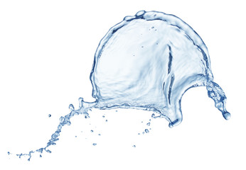 Fototapeta na wymiar single splash of blue water isolated on white background