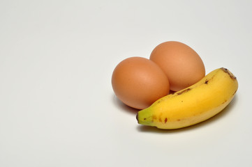 Banana Fruit and Egg White Background
