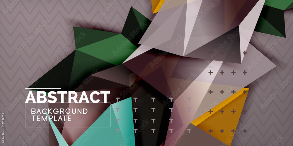 Fototapete low poly design 3d triangular shape background, mosaic abstract design template