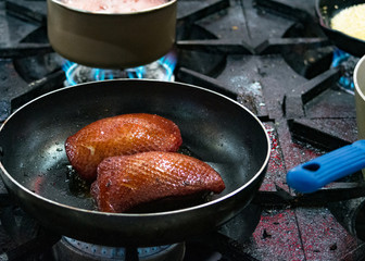 frying pan duck fillet, Delicious duck breast cooked in pan