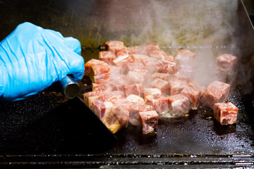 Grilled Kobe Beef Cube, Kobe beef teppanyaki Steak