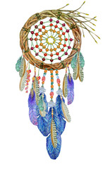 dream hunters. a talisman,a symbol,a talisman. watercolor illustration on isolated white background