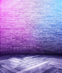 bricks room with neon lights
