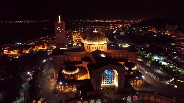 Aerial view of the sanctuary of Nossa Senhora da Aparecida in Aparecida, Sao Paulo, Brazil. Patroness of Brazil. Church, temple, religion, faith.