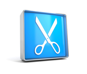Scissors - web button isolated on white background
