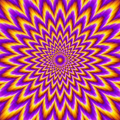 Pulsing fiery flower. Optical expansion illusion. 