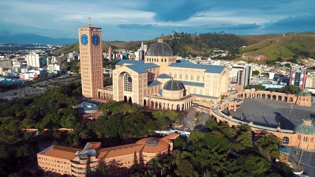 Aerial view of the Shrine of Nossa Senhora da Aparecida, Aparecida, Sao Paulo, Brazil. Patroness of Brazil. Church, temple, religion, faith.