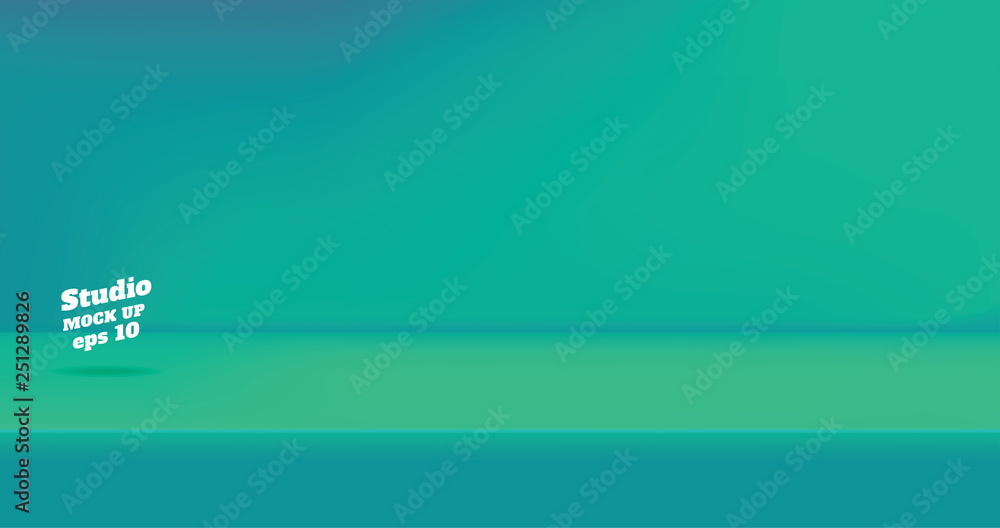 Poster Vector,Empty retro two tone blue green neon color studio table room background ,product display with copy space for display of content design.Banner for advertise product on website.