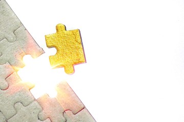 Business concept, jigsaw puzzle shows cooperation, unity will lead to success.