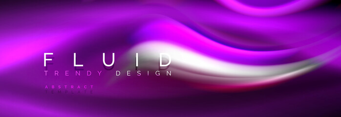 Fluid color neon wave lines background, neon liquid color futuristic paint template